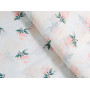 Муслин (хлопковая ткань) бутоны на белом - 125 см, м