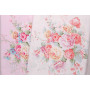 Сатин (хлопковая ткань) розовые букеты с вензелями