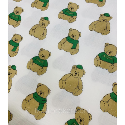 Муслин (хлопковая ткань) жатка мишки Тедди (ширина 1,35 м)