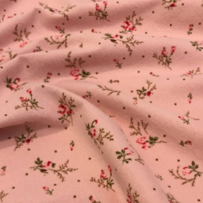 Тепла бавовна, плательна, троянди з крапками на рожевому, ширина 150см, 150 г/м2