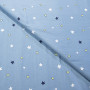Сатин (бавовняна тканина) Зірки на синьому(джинс) компаньйон планети і ракети (ширина 160см, щільність 120г/м2), м