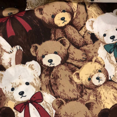 Сатин (бавовняна тканина) коричневі ведмежата (ширина 160см, 120г/м2), м