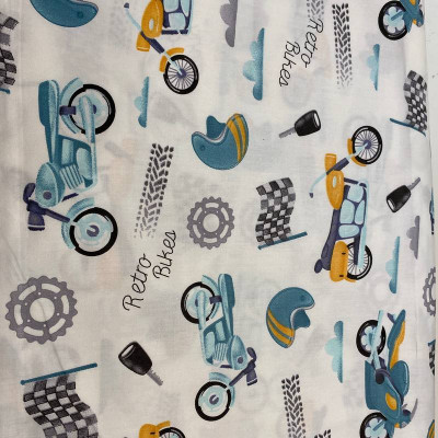 Сатин (бавовняна тканина) Retro bike (ширина 160см, 120г/м2), м