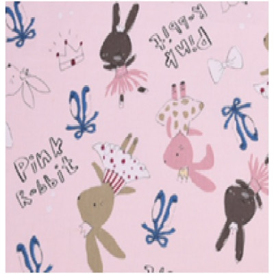 Сатин (бавовняна тканина) Зайчата Pink rabbit (ширина 160см, щільність 120г/м2), м